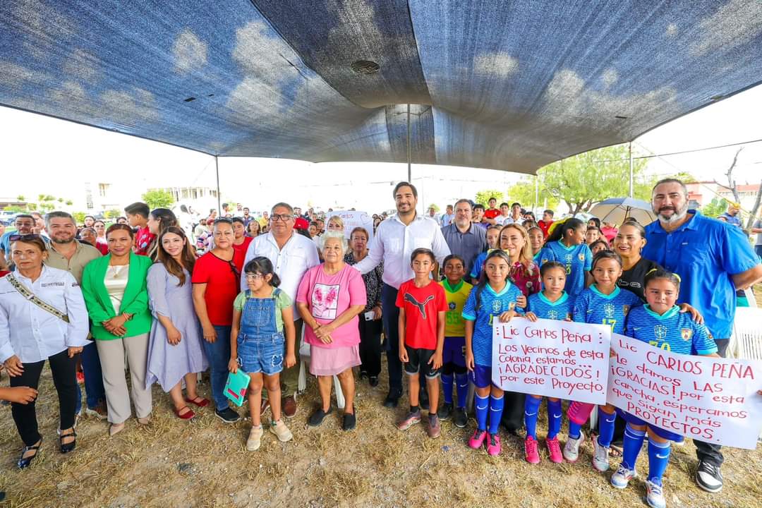 Inauguraron Carlos Peña Ortiz y vecinos una Cancha de Usos Múltiples en Fuentes Coloniales