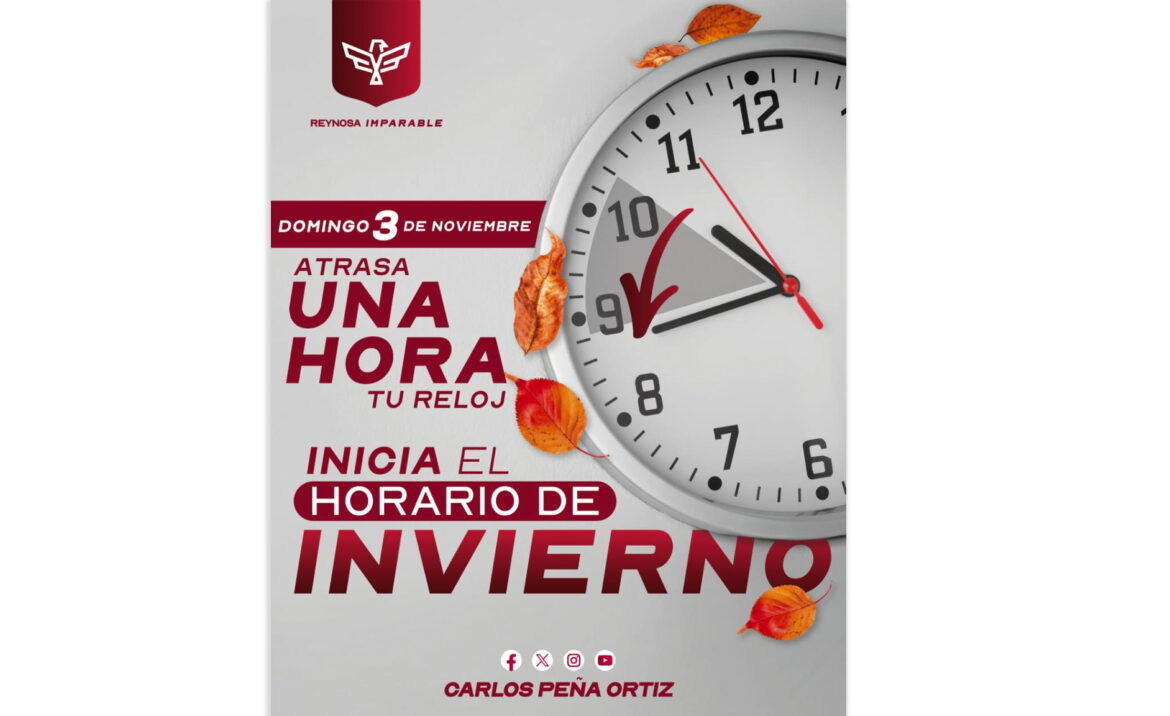 Inicia horario de invierno este domingo 3 de noviembre