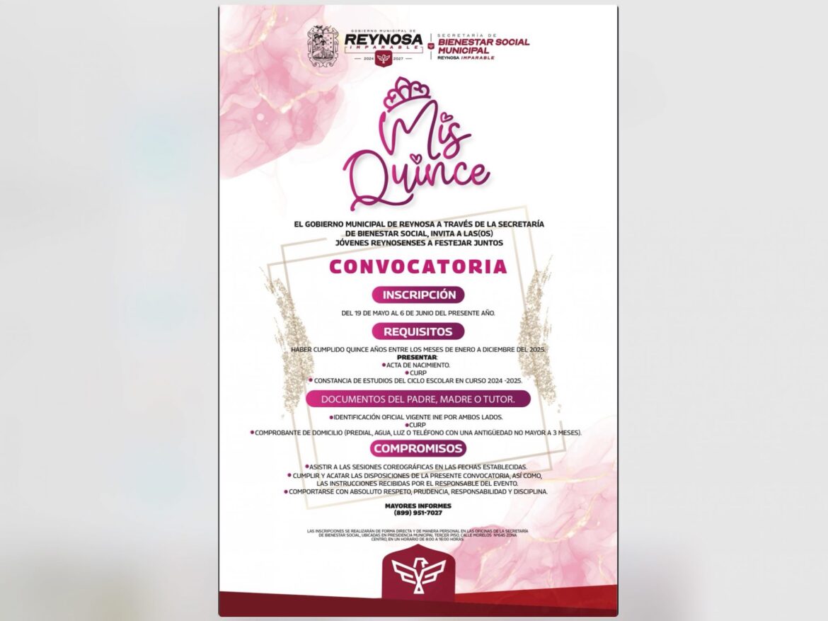Celebrará Gobierno de Carlos Peña Ortiz “Mis Quince”.