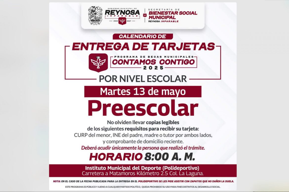Entregará Carlos Peña Ortiz Becas de Preescolar este martes 13 de mayo.