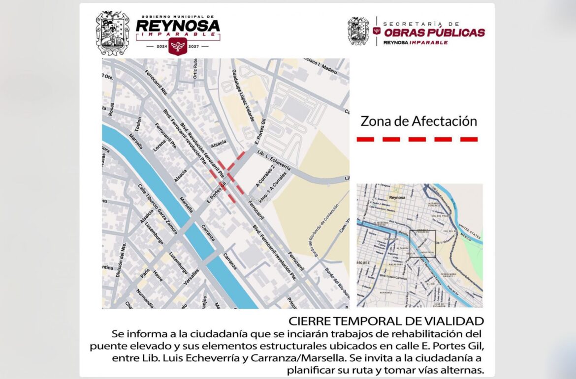 Inicia obra de rehabilitación en estructura del Puente Elevado; cierran vialidades.