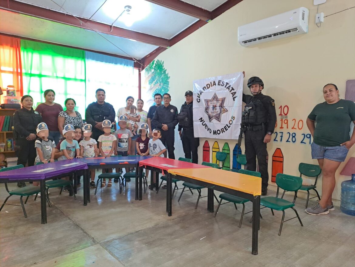 Guardia Estatal mantiene proximidad con padres de familia y estudiantes de preescolar.