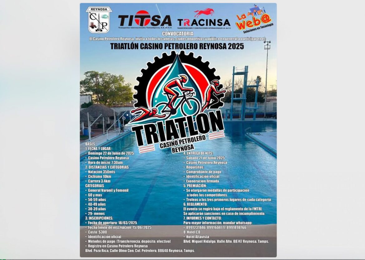Impulsa Gobierno de Reynosa Triatlón Casino Petrolero 2025