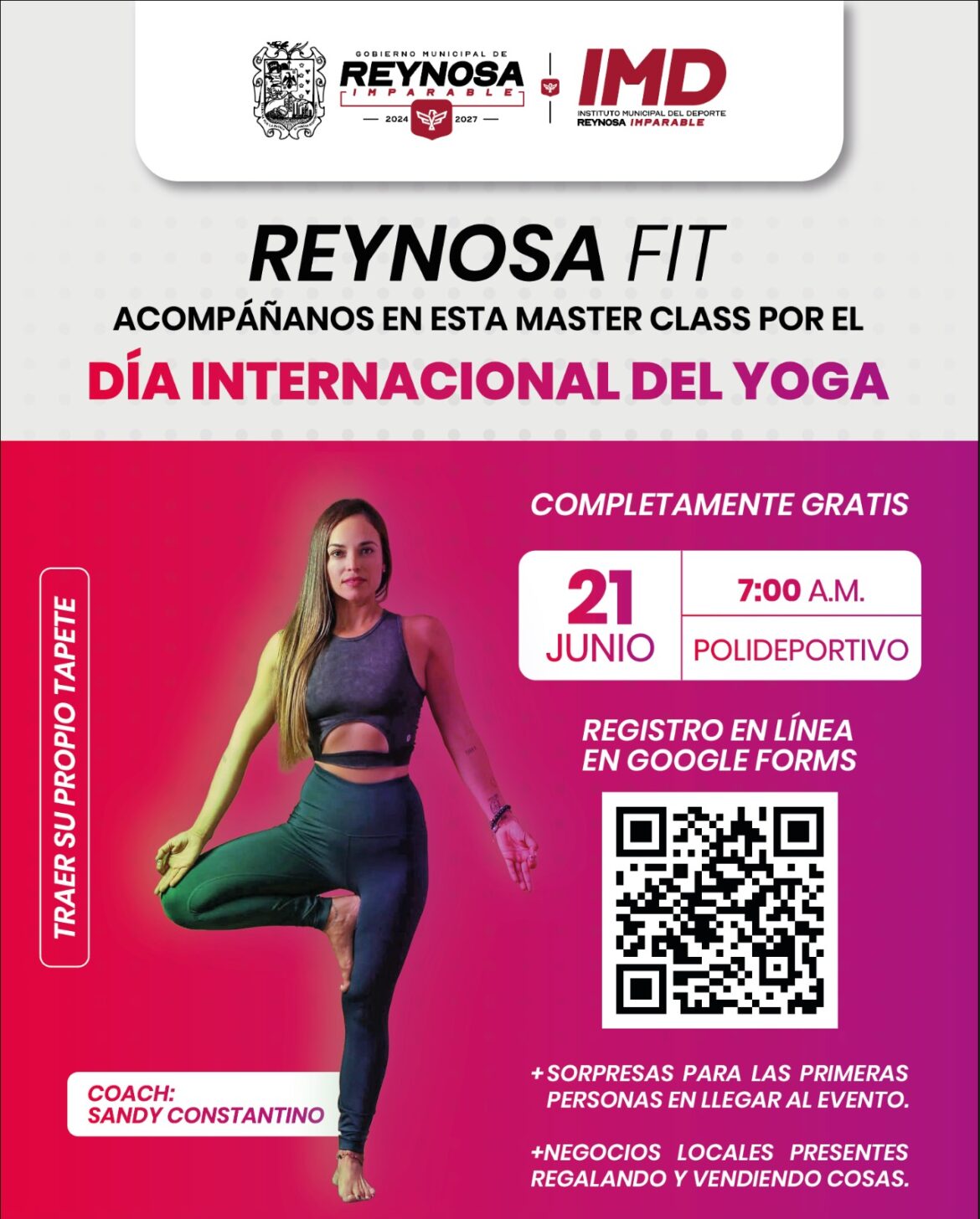 Invita Gobierno de Reynosa a celebrar el Día Internacional del Yoga