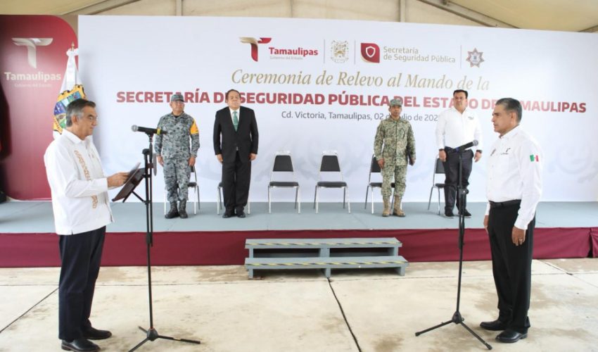 GOBERNADOR AMÉRICO VILLARREAL TOMA PROTESTA AL NUEVO SECRETARIO DE SEGURIDAD PÚBLICA DE TAMAULIPAS