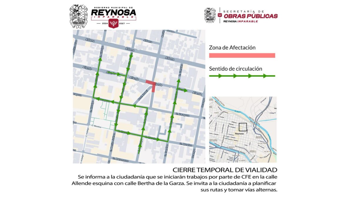 viso de cierre temporal de vialidad zona centro