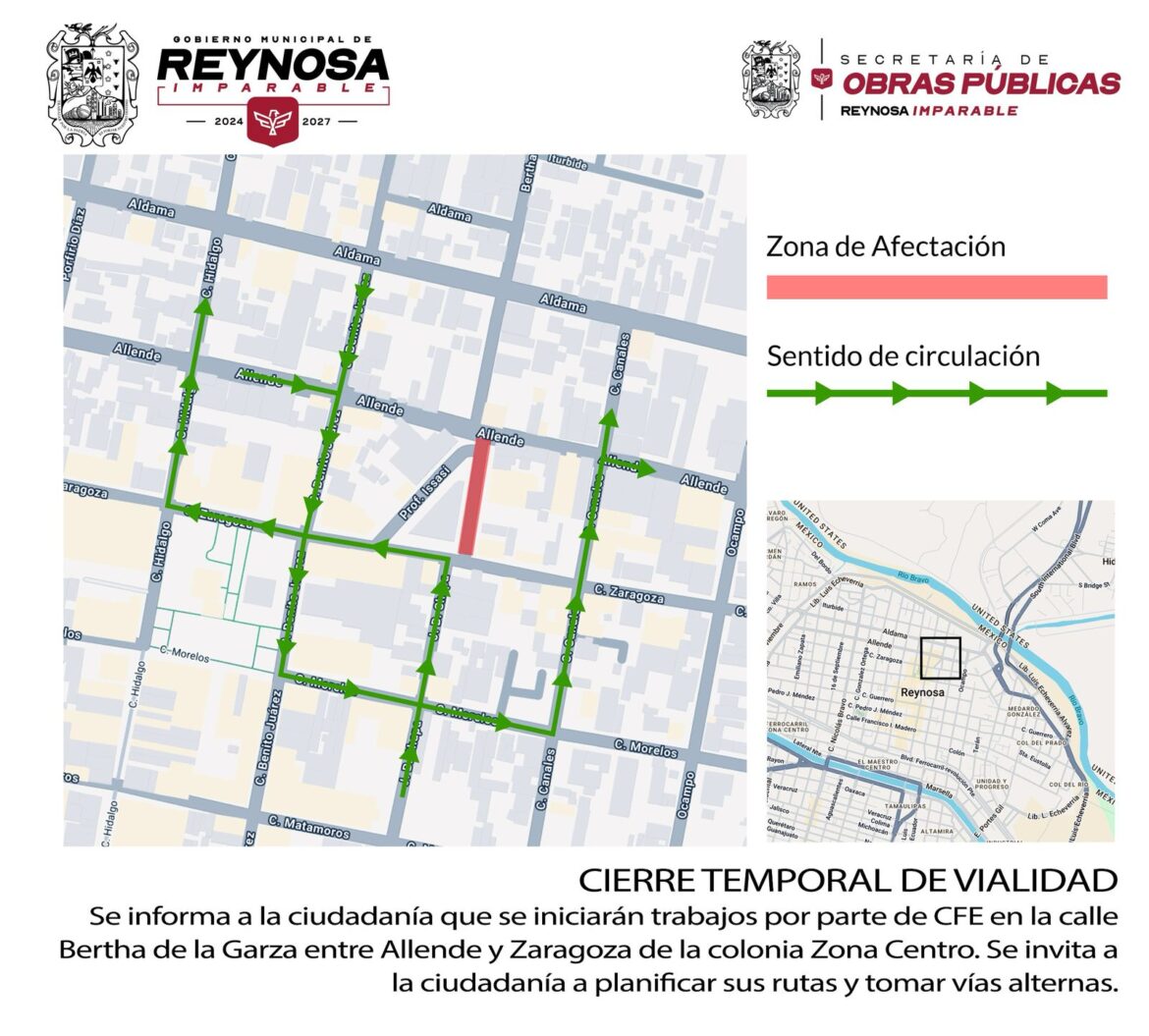 Cierre temporal de vialidad y suspensión de energía eléctrica