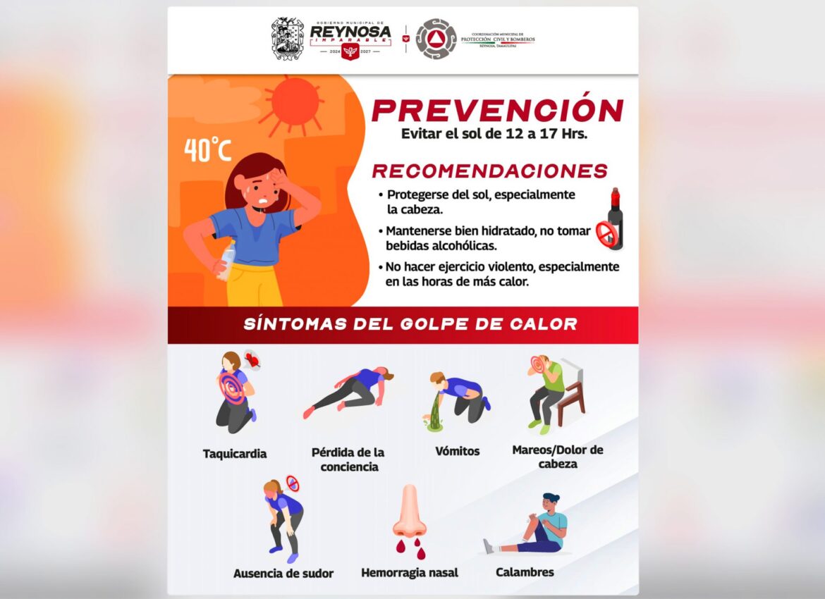 Recomienda Gobierno de Reynosa medidas para evitar la insolación