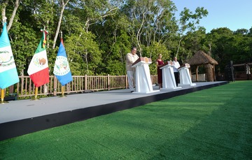  Encuentro México-Belice-Guatemala, conferencia de prensa y firma de acuerdos. Calakmul, Campeche.