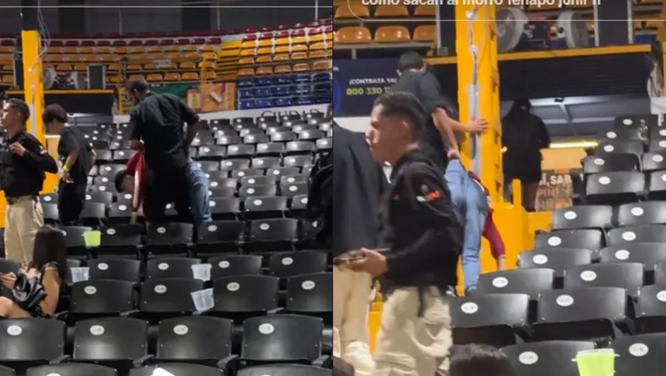 Sacan a joven cargando de concierto de Junior H en la FENAPO.