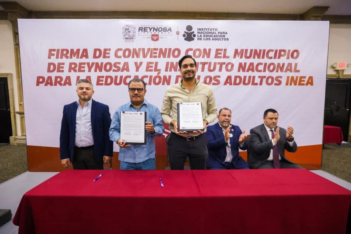 Convenio firmado por Carlos Peña Ortiz con el INEA brindará educación a más reynosenses