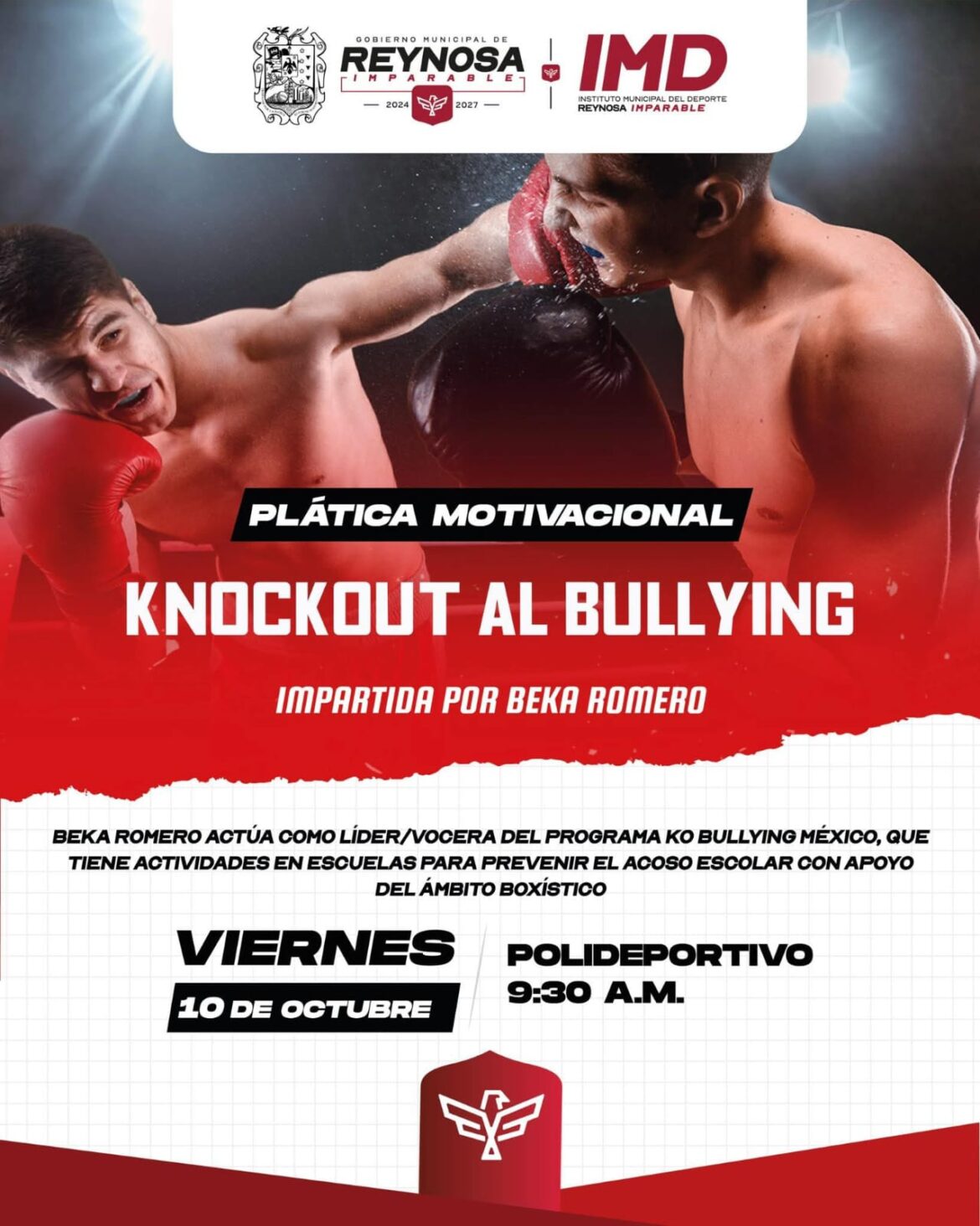 Presenta Gobierno de Carlos Peña Ortiz plática motivacional “Knockout al Bullying”
