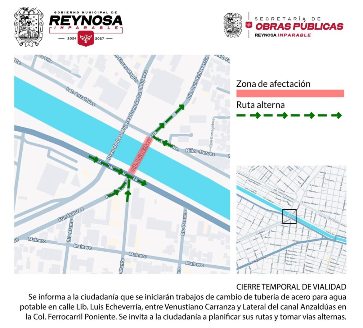 Permanece cerrado cruce por obra hidráulica en colonia Ferrocarril.