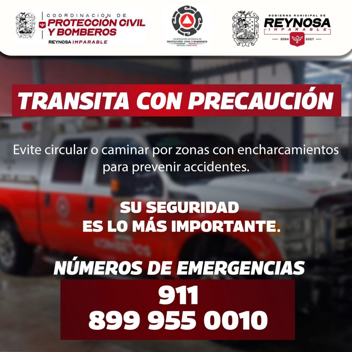 Alerta Protección Civil y Bomberos por lluvias en Reynosa