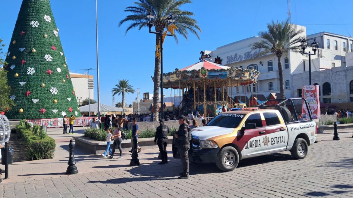 Vigila Guardia Estatal de Proximidad Municipal área peatonal en Reynosa.