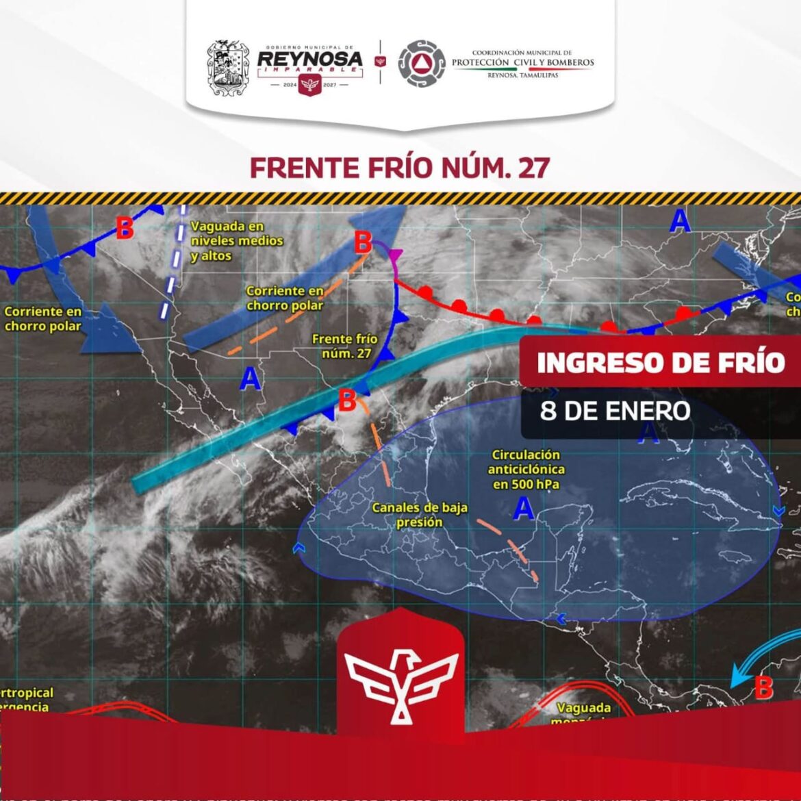 Arribará Frente Frío 28 tras el 27 que permanece estacionario en la región
