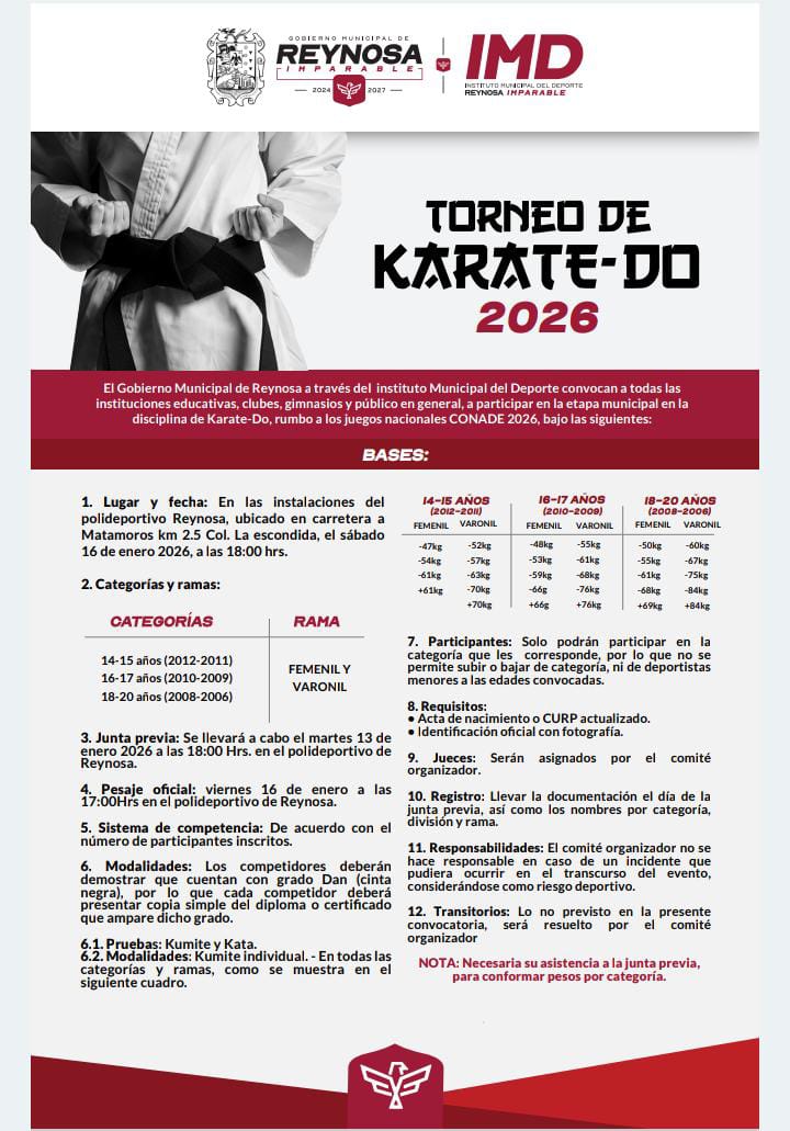 Convocatoria para participar en la Olimpiada Municipal de Karate