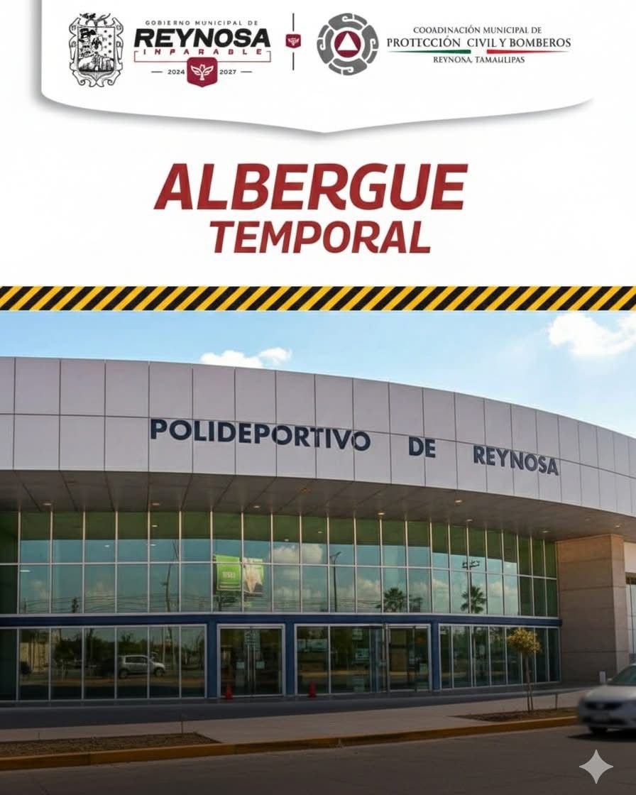 Habilitó Gobierno de Reynosa Albergue Temporal en el Polideportivo.