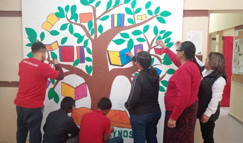 Adolescentes en conflicto con la Ley Penal y sus familias crean “El árbol de los libros” en Reynosa.