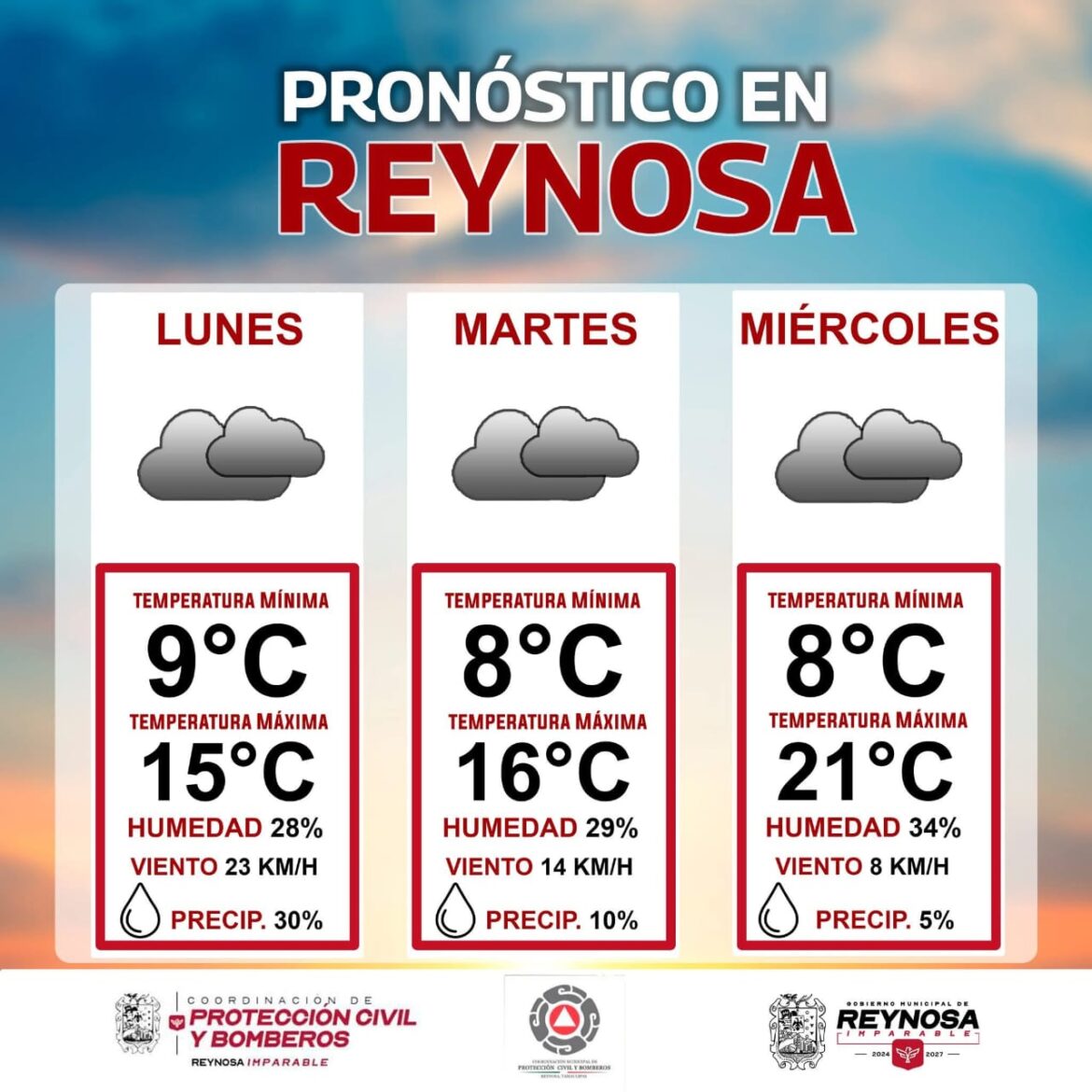 Se espera otro descenso en la temperatura para Reynosa.