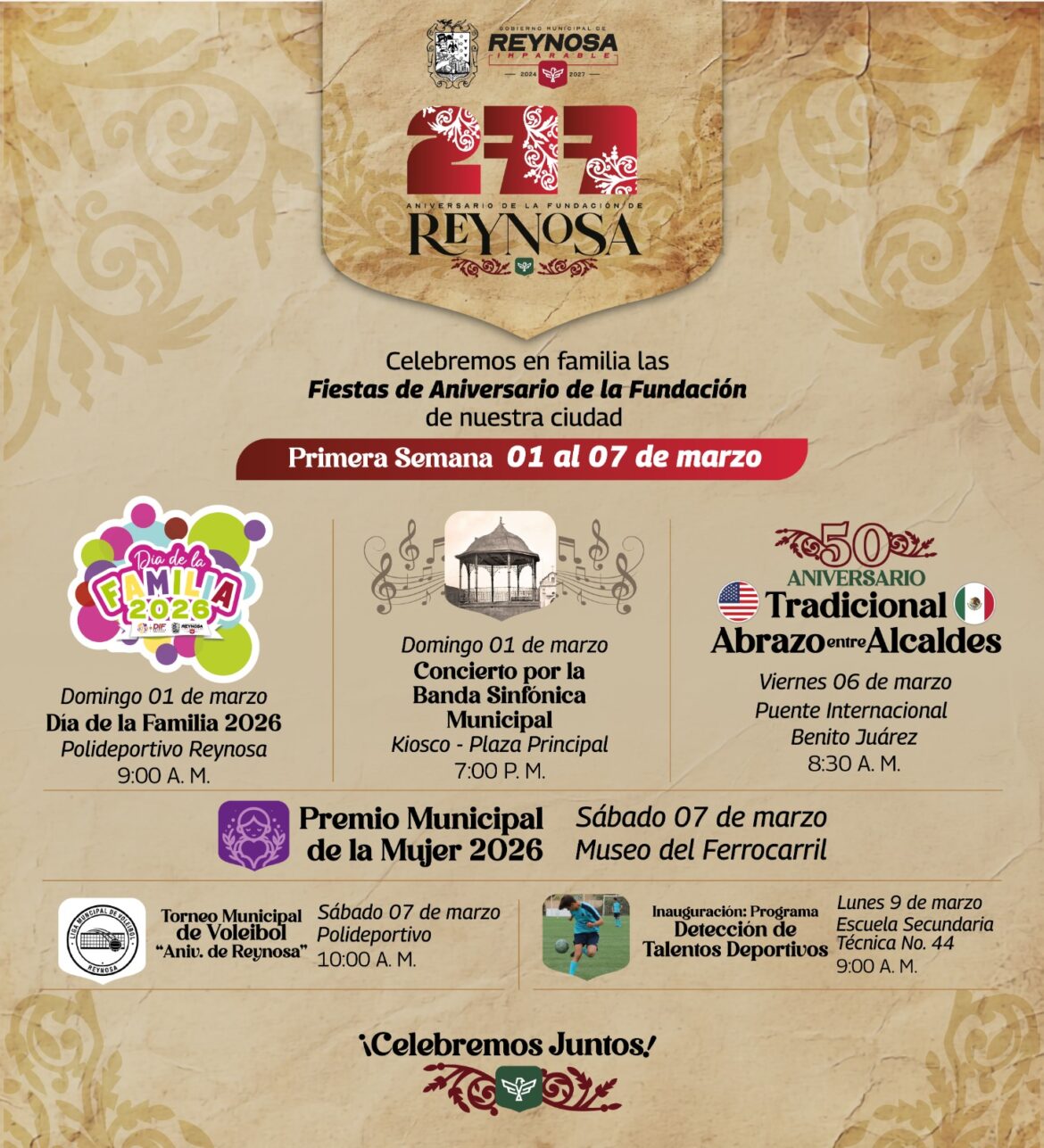 Invita Carlos Peña Ortiz a eventos del 277 Aniversario de la Fundación de Reynosa 